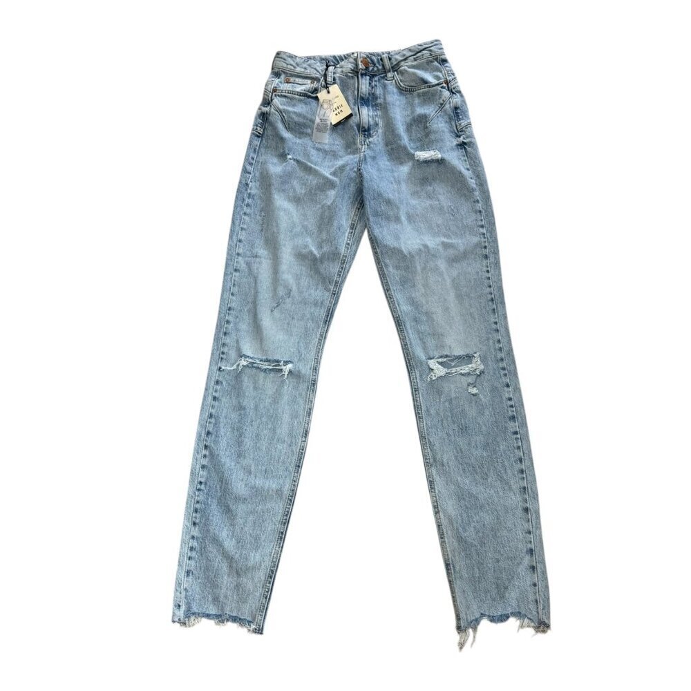 New RIVER ISLAND Carrie Mom Jeans Tall Ripped Knee Light wash size 6 US, 10UK‎